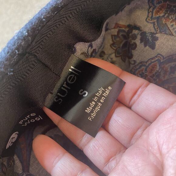 Surell Pure Wool Hat Baseball Cap Black Grey Unisex Adult Size S Made In Italy - Picture 2 of 8